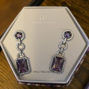 Glamorous Purple Gemstone Drop Earrings